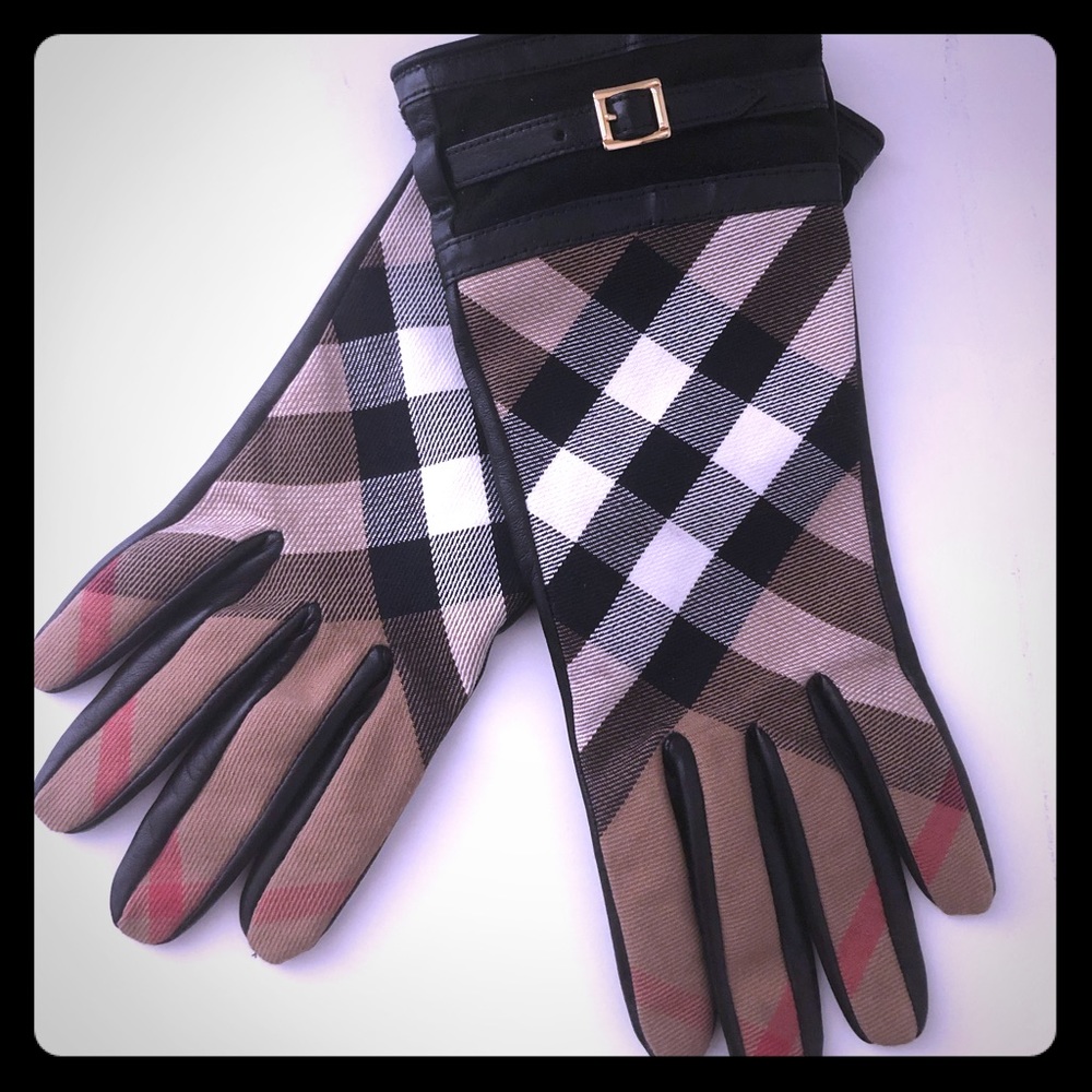 Burberry leather/fabric gloves